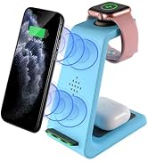 Wireless Charging Station, 3 in 1 Fast Wireless Charger Stand Dock Compatible with iPhone 15/15 P...