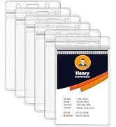 6 Pack ID Badge Holder - Vertical Badge Holder, 2.25" x 3.5" Clear Cards Holders for Lanyard, Pla...