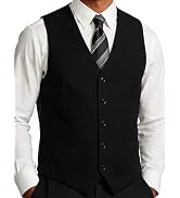 JEMITOP Men's Lightweight Texture Slim Fit Dress Vest Wedding Formal Vintage Tuxedo Suit Vest wit...