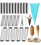 RoseFlower 33pcs Non-Stick Cream Horn Cones Tubes 3 Sizes Stainless Steel Conical Croissant Pastr...