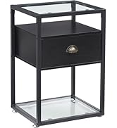 VECELO Bedside End Table, Modern Nightstand with Drawer, Night Stand for Living Room Bedroom, Tem...