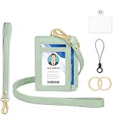 Lanyard Wallet with Id Badge Holder,PU Leather Lanyards for ID Badges,RFID Small Keychain Wallet ...