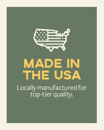 Green background with yellow Made in USA icon and origin statement