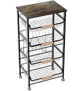NiuYichee 5-Layer Fruit Basket Kitchen Food Organizer and Rack, Stackable Storage Cart with Deskt...