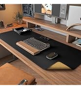 DAWNTREES Dual Sided Desk Mat,Leather Desk Pad,Cork Desk Mat Protector,with PU Leather Valet Tray...