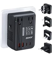 DOACE 350W 220V to 110V Voltage Converter with Travel Adapter, Black | 4 USB Ports, Works with Ha...