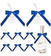 AIMUDI Royal Blue Bottle Bows with Card and Stretch Band 3.5" Wine Champagne Bottle Satin Ribbon ...