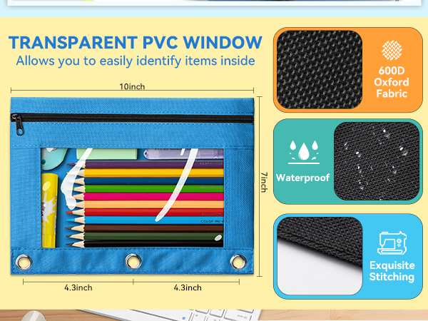 pencil pouch for 3 ring binder
