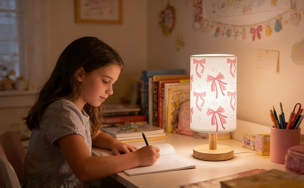 Pink Bow Lamps for Girls Room Decor