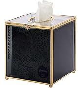 Sumnacon Square Glass Tissue Box Cover -Dainty Cube Tissue Box Holder, Gorgeous Facial Tissue Hol...
