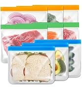 Ehigta Dishwasher Safe Reusable Bag Silicone, Leak proof Freezing Bag, Bisphenol A-Free Lunch Reu...