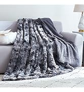 EHEYCIGA Faux Fur Sherpa Blanket Twin, Grey Tie-dye Fuzzy Plush Fluffy Soft Sherpa Fleece Throw B...