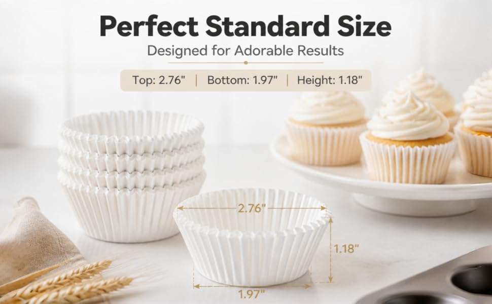 200 Count Non-stick Standard White Cupcake Liners
