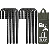 RIY Tent Stakes Heavy Duty High Wind Ground Anchors 12 Inch Galvanized Steel Rebar Stakes for Ten...