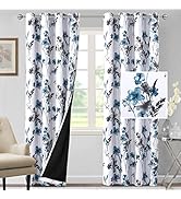 H.VERSAILTEX 100% Blackout Curtains 84 inch Length 2 Panels Set Cattleya Floral Printed Drapes Le...