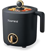 TOPWIT Hot Pot Electric Pot for Cooking, Ramen Cooker 1.2L, Non-Stick Portable Noodles Cooker for...