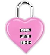 Love Heart Shape Combination Padlock, Mini 3-Digit Password Resettable Code Locker Lock for Locke...