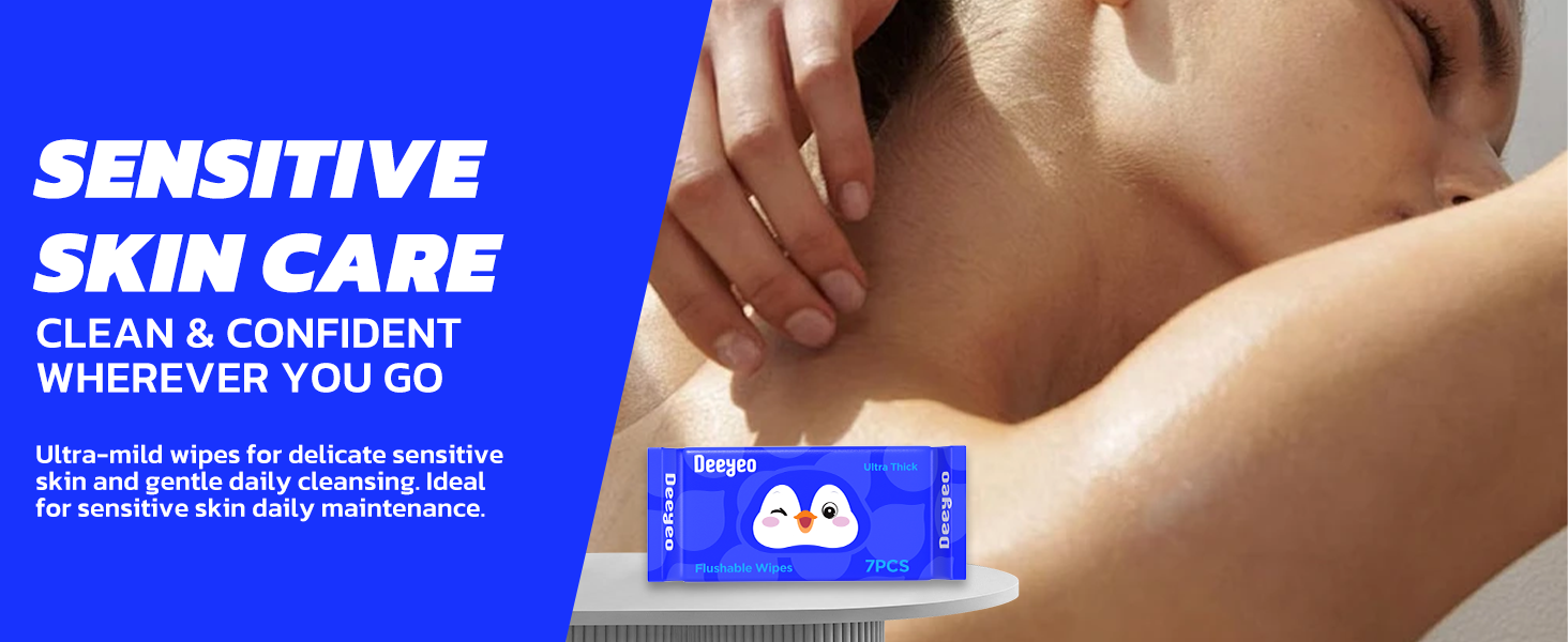 SENSITIVE SKIN CARE, Ultra-mild wipes tailored for easily irritated skin and gentle daily cleansing.