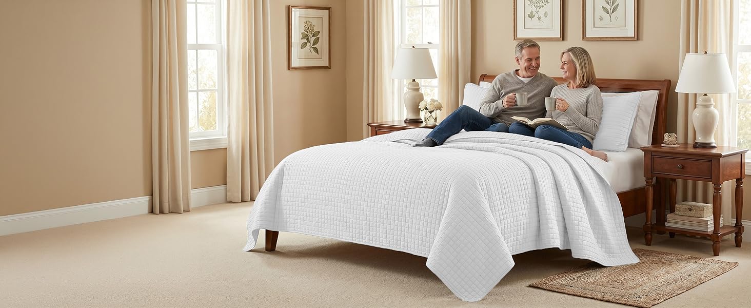 Twin XL quilt in neutral tone with lightweight comfort and stitched detail