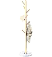 OIRUMIE Coat Rack with Natural Marble Base, Solid 201 Stainless Steel Coat Rack Freestanding, Coa...