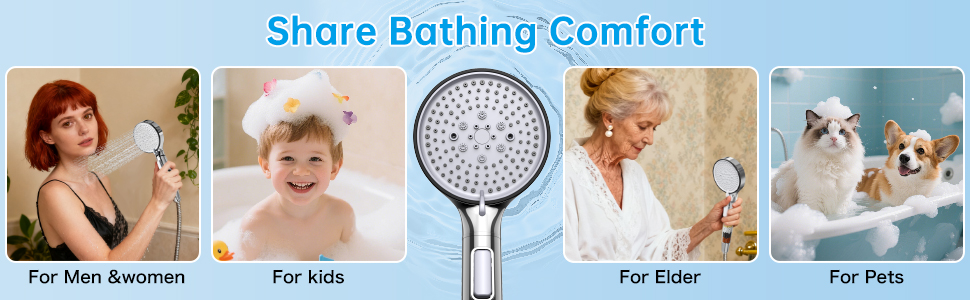 Turn every shower into a spa moment. This shower head with handheld is gentle for the entire family