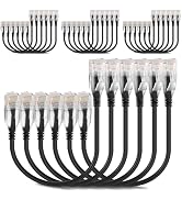 Qiuean Patch Cables Cat6a 0.5ft (24 Pack) Slim, Cat6a Patch Cable 10G Pure Bare Copper Snagless R...