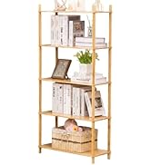 WooFawn Expandable Freestanding Open Bamboo Book Shelf - No-Tool Assembly & Modular,Bathroom Stor...