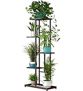 LINZINAR Plant Stand Metal 5 Tier 6 Potted Multiple Flower Pot Holder Shelf Indoor Outdoor Plante...