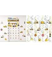 HonuGoGo Construction Party Decorations with Hanging Swirl Decorations Set - with Hanging Signs, ...