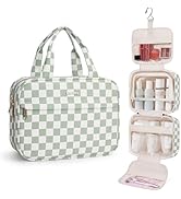 Narwey Hanging Toiletry Bag for Women Checkered Travel Makeup Bag Organizer Cosmetic Make up Toil...