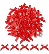 Choicbaby 50 PCS Red Mini Satin Bows 1.8 * 1.4" Small Red Wrap Ribbon Bows Decoration for DIY Cra...