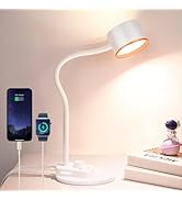 LiFMIRA LED Desk Lamp, 1200LM for Home Office, Fully Dimmable Bedside Reading Lamp with USB C + A...