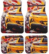 Speed Art Racing Pattern with high Absorbency car Yellow mats. Non-Slip Feature Car Floor Mats Au...