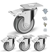 4 inch Caster Wheels, Casters Set of 4 Heavy Duty - CLOATFET Locking Swivel Casters with Brake (T...