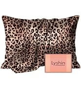 LYSHIN Silk Pillow Cases Standard Size with Hidden Zipper, Leopard | 19 Momme Mulberry Silk Pillo...