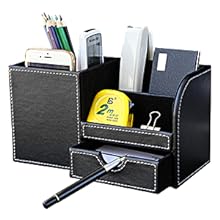 KINGFOM Pen Pencil Holder Desk Organizer with a Small Drawer