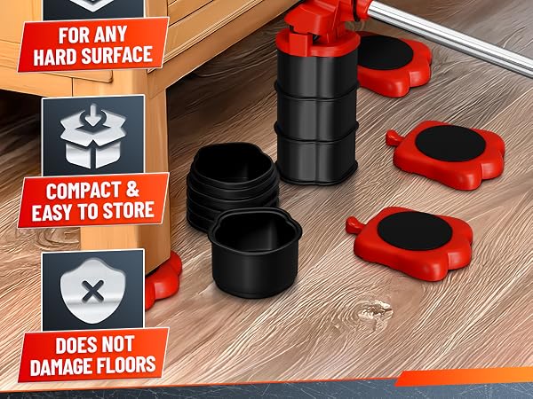 appliance lifter tool with red furniture rollers sliders gliders for heavy load easy moving