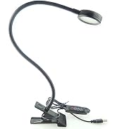 QUANS Dimmable Clip on Clamp LED Gooseneck Desk Light Lamp, Clip-on 3 Color Changeable Reading Li...