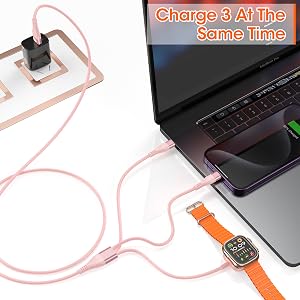 Universal 3-in-1 Multi Charging Cable for iPhone, iWatch & Type-C Devices
