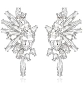 EVER FAITH Vintage Rhinestone Statement Earrings, Fashion Bling Colorful Marquise Drop Crystal Cl...