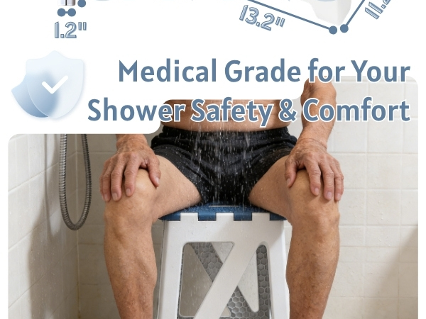 Foldable Bath Shower Safety Chair Seat 15" High Anti-Slip Bench Bath tub Stool for Elderly Seniors
