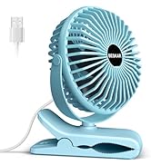 BESKAR Clip on Fan, Portable Small Desk Fan with Strong Airflow, 3 Speeds Personal Fan with Sturd...
