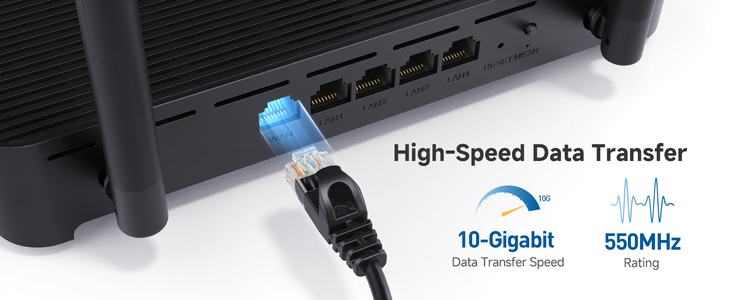 High-performance Cat6 network cable for LAN connections and internet