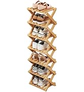 Simcat Wood Shoe Rack Foldable Shoe Organizer Shoe Storage for Small Spaces Free Standing Shelf f...