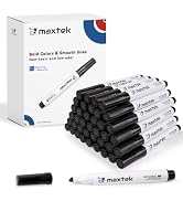 maxtek Low Odor Dry Erase Markers Chisel Tip, 40 Bulk Black Whiteboard Markers for Classroom, Tea...
