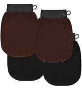 4 Pcs Korean Exfoliating Mitts, Deep Shower Mitt Body Scrubbing Gloves for Spray Tan Removal, Ker...
