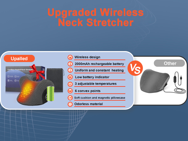 Heated Neck Stretcher for Neck Pain Relief,2000mAh Rechargeable Cervical Traction Device
