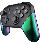 eXtremeRate Chameleon Replacement Handle Grips for Nintendo Switch Pro Controller, Green Purple D...