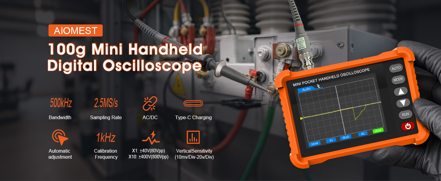 Handheld Oscilloscope Portable Mini Pocket Digital Oscilloscope Kit with 500KHz Bandwidth