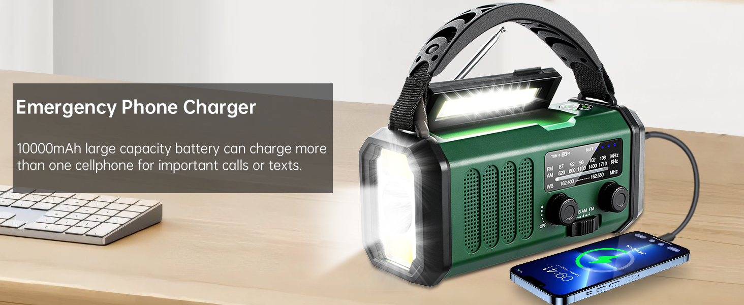 crank radio flashlight cell phone charger